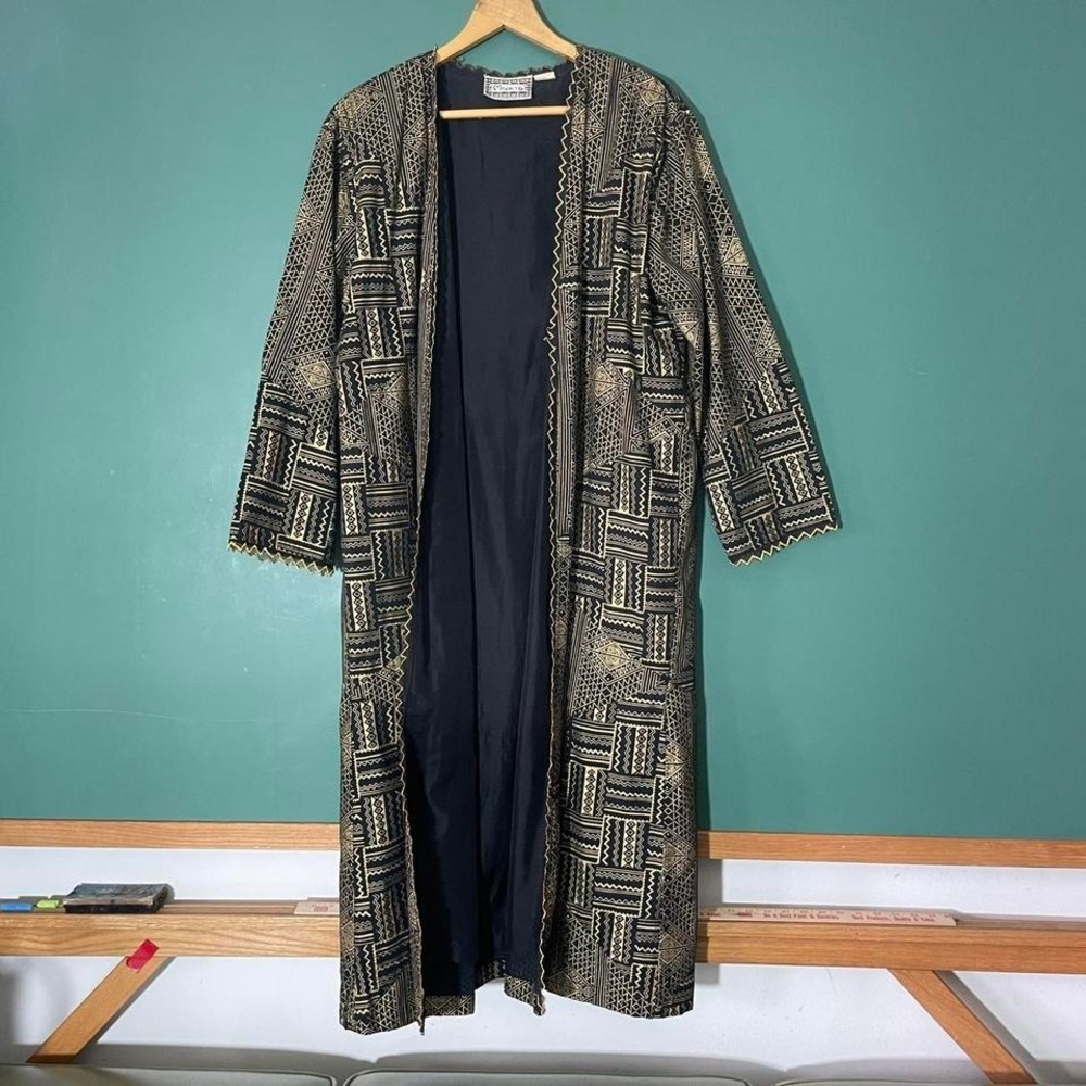 Vintage Molato black and gold kimono jacket with a boho vibe